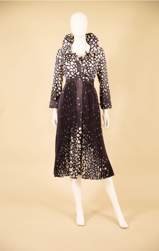 F25046 - Pleated Skirt Dotted Dress-06-Dresses/Jumpsuits-Samuel Dong-Krista Anne's Boutique, Women's Fashion and Accessories Located in Oklahoma City, OK and Black Mountain, NC