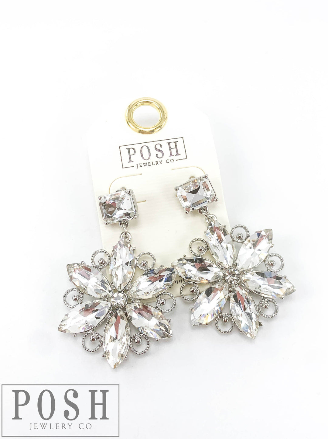 9PE209 - Rhinestone flower earring-10-Jewelry-Pink Panache Brands-Krista Anne's Boutique, Women's Fashion and Accessories Located in Oklahoma City, OK and Black Mountain, NC