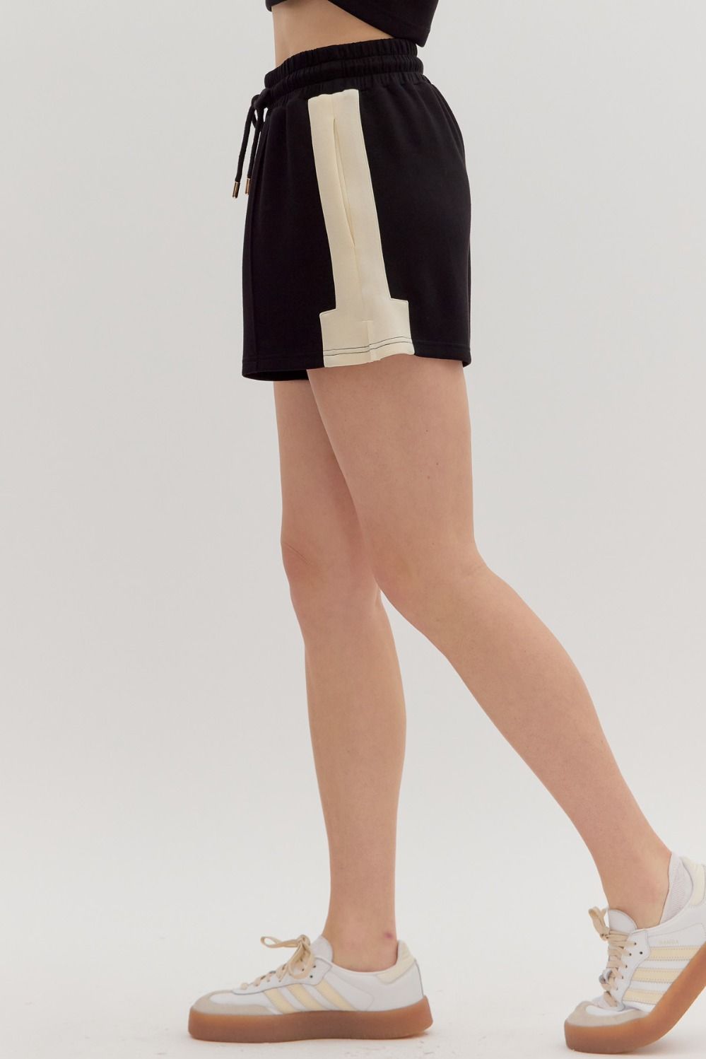 P27379 - Drawstring Shorts w/ Contrast Sides-04-Bottoms-Aslan Rose-Krista Anne's Boutique, Women's Fashion and Accessories Located in Oklahoma City, OK and Black Mountain, NC