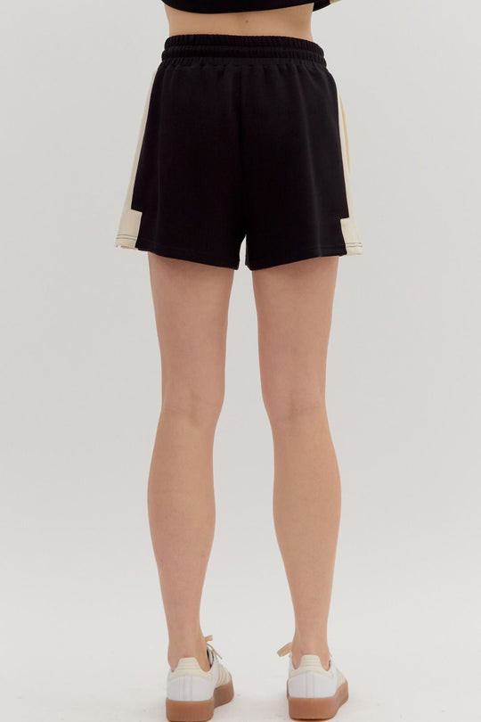 P27379 - Drawstring Shorts w/ Contrast Sides-04-Bottoms-Aslan Rose-Krista Anne's Boutique, Women's Fashion and Accessories Located in Oklahoma City, OK and Black Mountain, NC