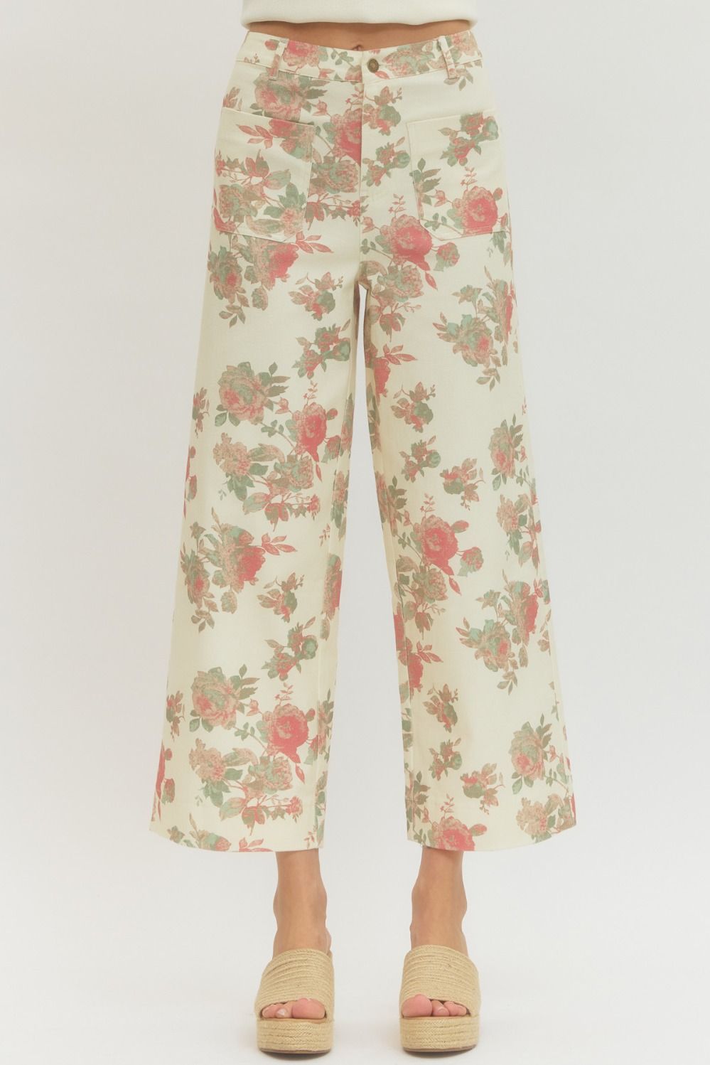 P27819 - Faded Florals Jean-04-Bottoms-Entro-Krista Anne's Boutique, Women's Fashion and Accessories Located in Oklahoma City, OK and Black Mountain, NC