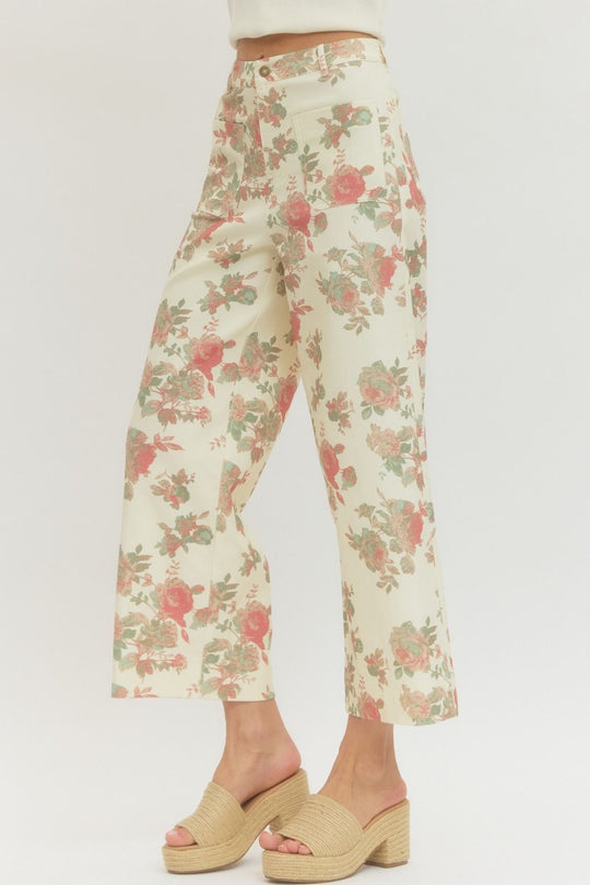 P27819 - Faded Florals Jean-04-Bottoms-Entro-Krista Anne's Boutique, Women's Fashion and Accessories Located in Oklahoma City, OK and Black Mountain, NC