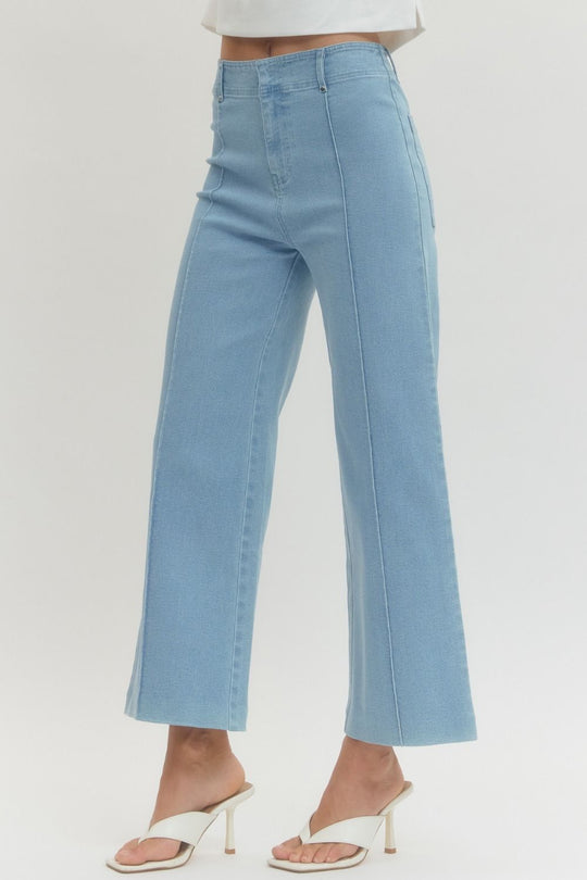 P28664 - Center Seam Wide Leg Jean-04-Bottoms-Entro-Krista Anne's Boutique, Women's Fashion and Accessories Located in Oklahoma City, OK and Black Mountain, NC