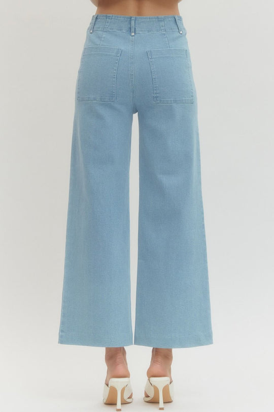 P28664 - Center Seam Wide Leg Jean-04-Bottoms-Entro-Krista Anne's Boutique, Women's Fashion and Accessories Located in Oklahoma City, OK and Black Mountain, NC