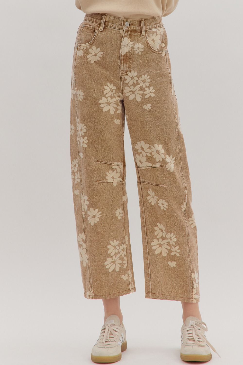 P28790 - Floral Print Straight Leg Jean-04-Bottoms-Aslan Rose-Krista Anne's Boutique, Women's Fashion and Accessories Located in Oklahoma City, OK and Black Mountain, NC