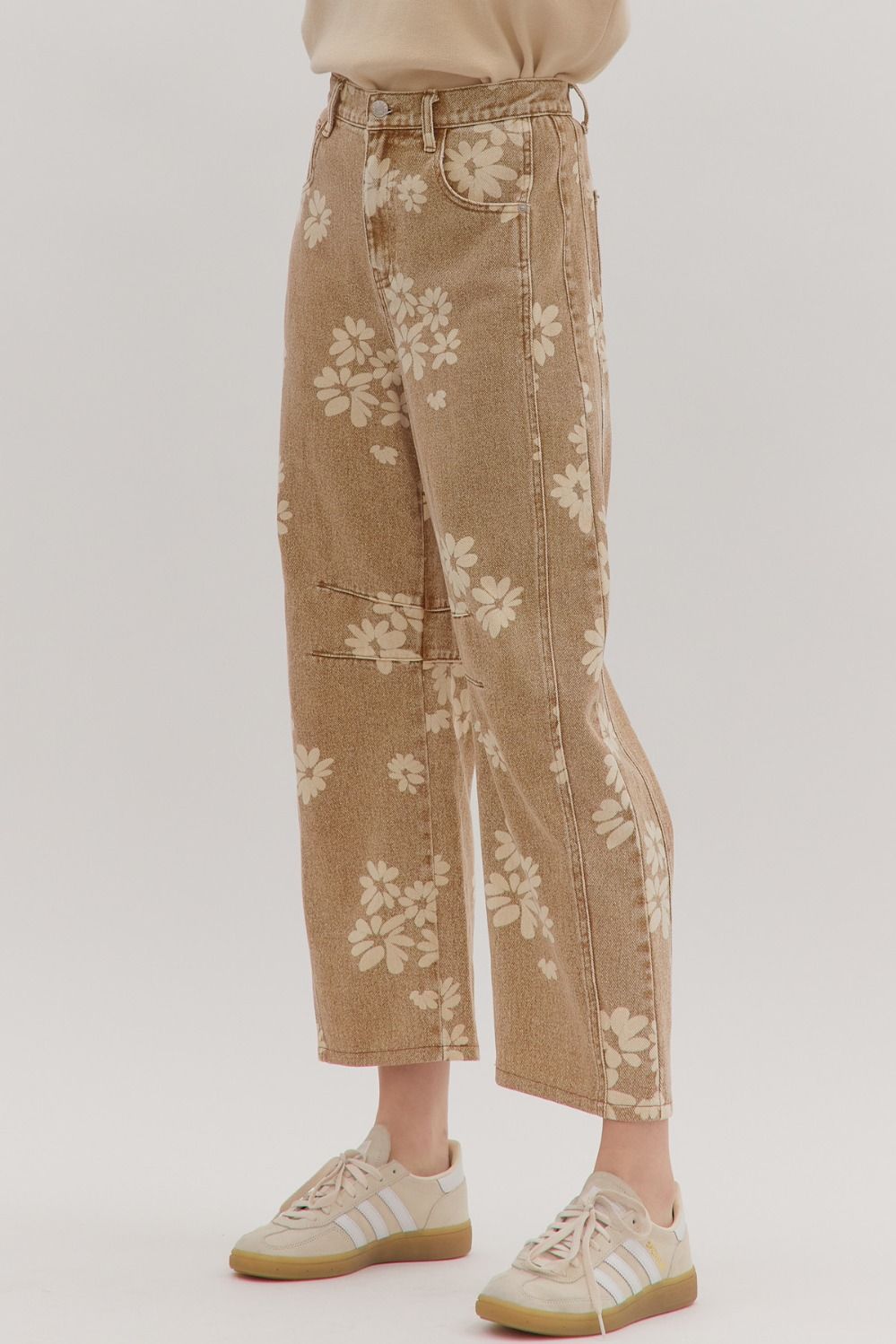 P28790 - Floral Print Straight Leg Jean-04-Bottoms-Aslan Rose-Krista Anne's Boutique, Women's Fashion and Accessories Located in Oklahoma City, OK and Black Mountain, NC