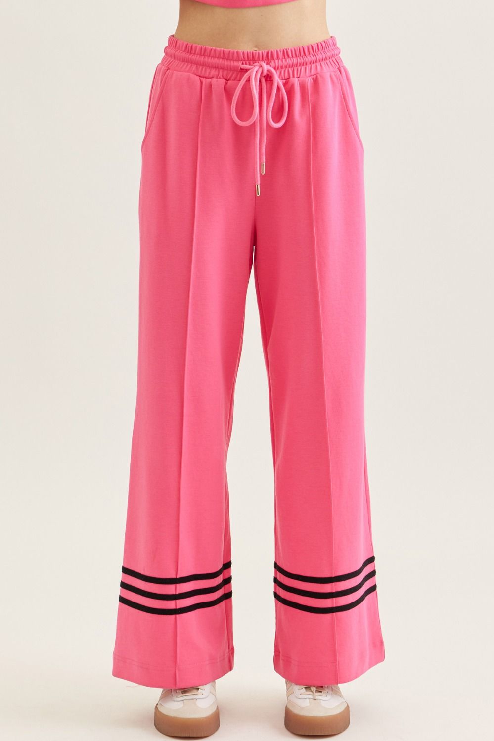 P30627 - Contrast Stripe Cuff Sweatpants-04-Bottoms-Entro-Krista Anne's Boutique, Women's Fashion and Accessories Located in Oklahoma City, OK and Black Mountain, NC