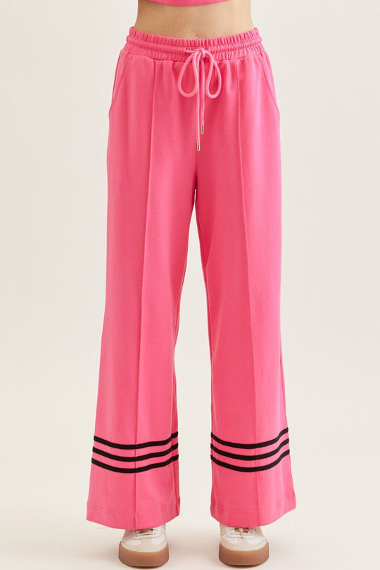 P30627 - Contrast Stripe Cuff Sweatpants-04-Bottoms-Entro-Krista Anne's Boutique, Women's Fashion and Accessories Located in Oklahoma City, OK and Black Mountain, NC