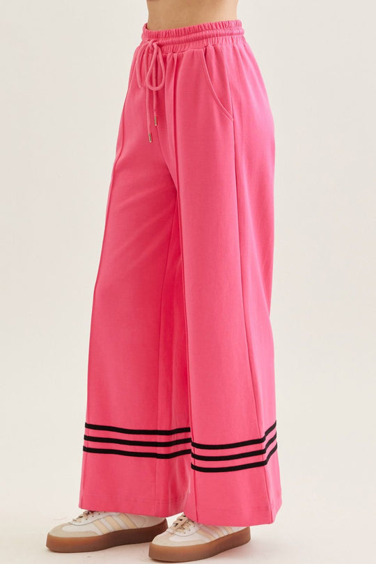 P30627 - Contrast Stripe Cuff Sweatpants-04-Bottoms-Entro-Krista Anne's Boutique, Women's Fashion and Accessories Located in Oklahoma City, OK and Black Mountain, NC