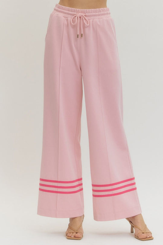 P30627 - Contrast Stripe Cuff Sweatpants-04-Bottoms-Entro-Krista Anne's Boutique, Women's Fashion and Accessories Located in Oklahoma City, OK and Black Mountain, NC