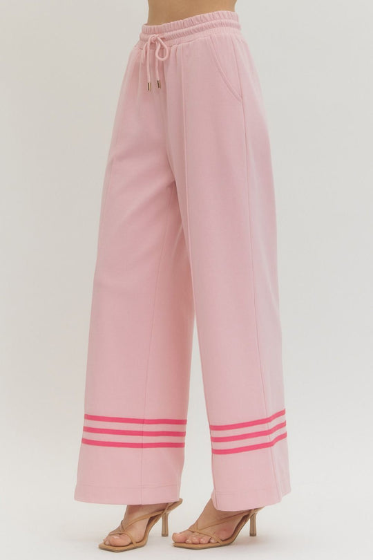 P30627 - Contrast Stripe Cuff Sweatpants-04-Bottoms-Entro-Krista Anne's Boutique, Women's Fashion and Accessories Located in Oklahoma City, OK and Black Mountain, NC