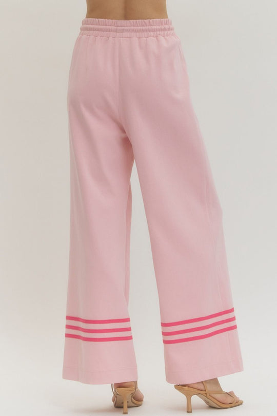 P30627 - Contrast Stripe Cuff Sweatpants-04-Bottoms-Entro-Krista Anne's Boutique, Women's Fashion and Accessories Located in Oklahoma City, OK and Black Mountain, NC