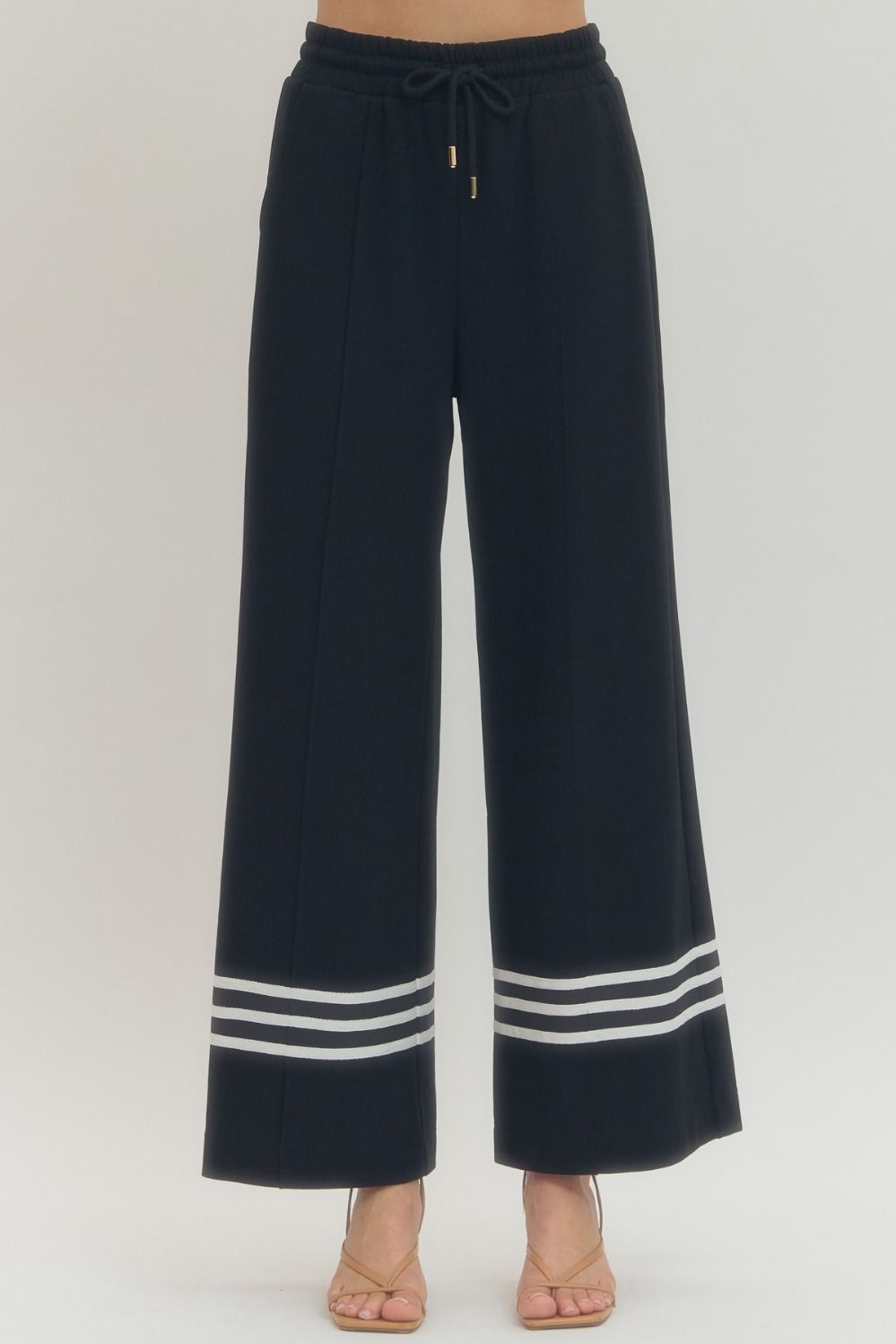 P30627 - Contrast Stripe Cuff Sweatpants-04-Bottoms-Entro-Krista Anne's Boutique, Women's Fashion and Accessories Located in Oklahoma City, OK and Black Mountain, NC