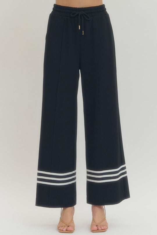 P30627 - Contrast Stripe Cuff Sweatpants-04-Bottoms-Entro-Krista Anne's Boutique, Women's Fashion and Accessories Located in Oklahoma City, OK and Black Mountain, NC