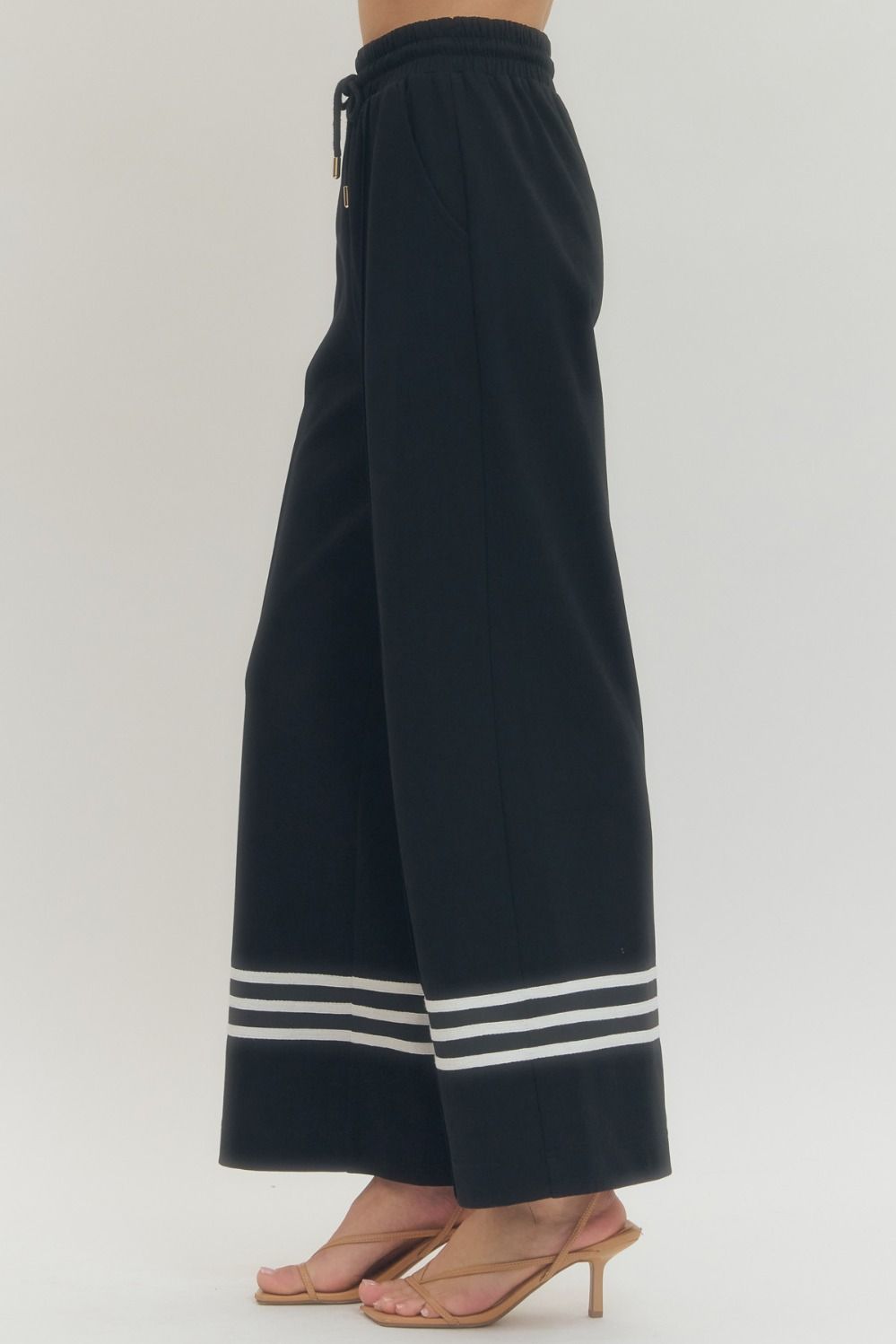P30627 - Contrast Stripe Cuff Sweatpants-04-Bottoms-Entro-Krista Anne's Boutique, Women's Fashion and Accessories Located in Oklahoma City, OK and Black Mountain, NC