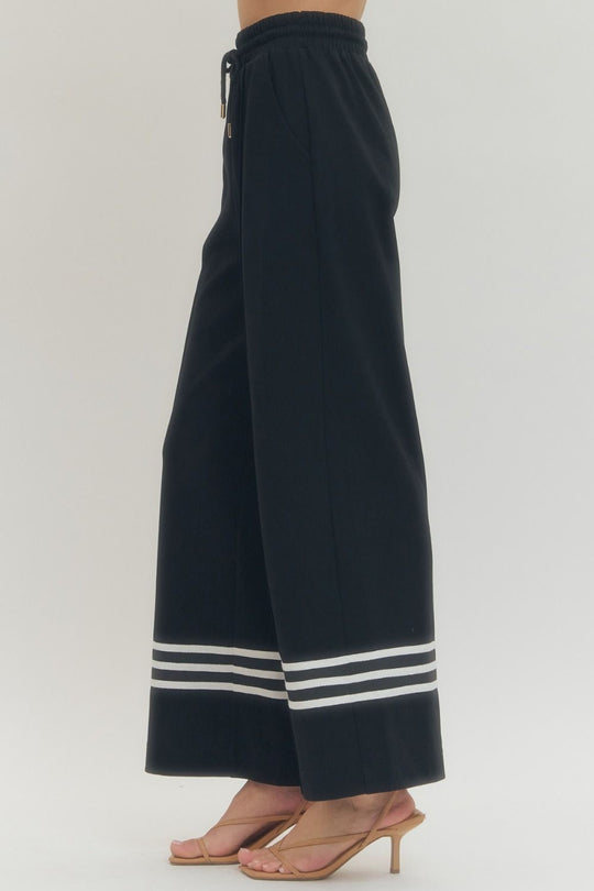 P30627 - Contrast Stripe Cuff Sweatpants-04-Bottoms-Entro-Krista Anne's Boutique, Women's Fashion and Accessories Located in Oklahoma City, OK and Black Mountain, NC