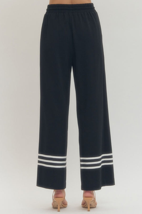 P30627 - Contrast Stripe Cuff Sweatpants-04-Bottoms-Entro-Krista Anne's Boutique, Women's Fashion and Accessories Located in Oklahoma City, OK and Black Mountain, NC