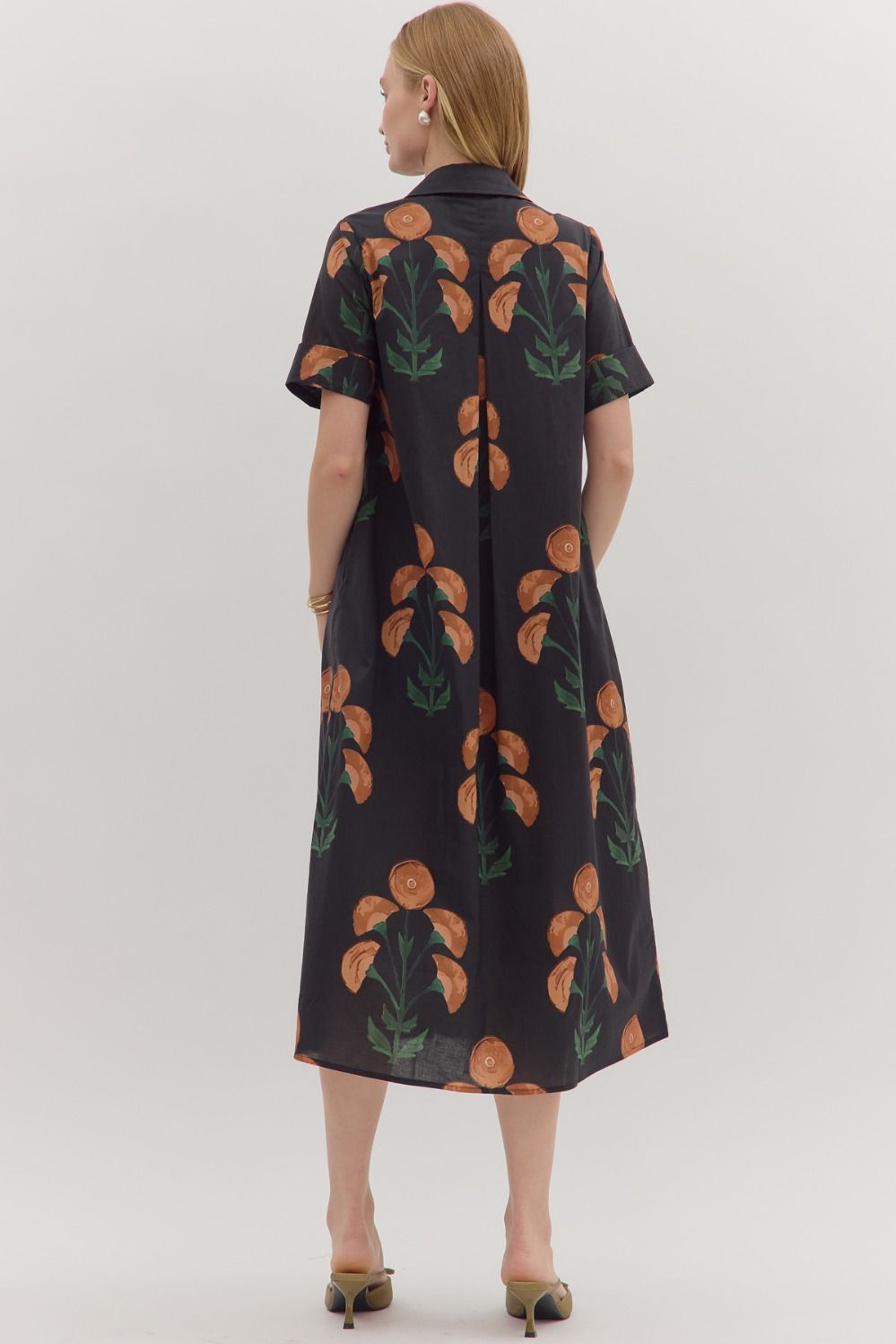 D28838 - Button-Front Floral Midi Dress-06-Dresses/Jumpsuits-Aslan Rose-Krista Anne's Boutique, Women's Fashion and Accessories Located in Oklahoma City, OK and Black Mountain, NC