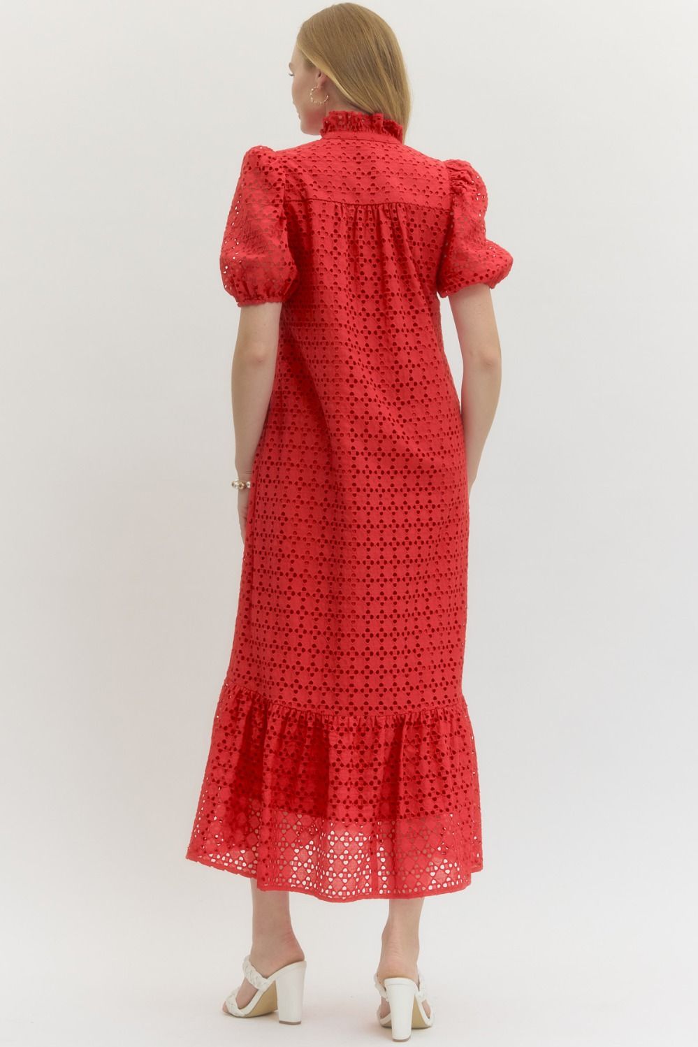 D29377 - Eyelet Midi Dress-06-Dresses/Jumpsuits-Entro-Krista Anne's Boutique, Women's Fashion and Accessories Located in Oklahoma City, OK and Black Mountain, NC