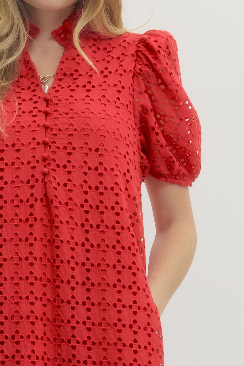 D29377 - Eyelet Midi Dress-06-Dresses/Jumpsuits-Entro-Krista Anne's Boutique, Women's Fashion and Accessories Located in Oklahoma City, OK and Black Mountain, NC