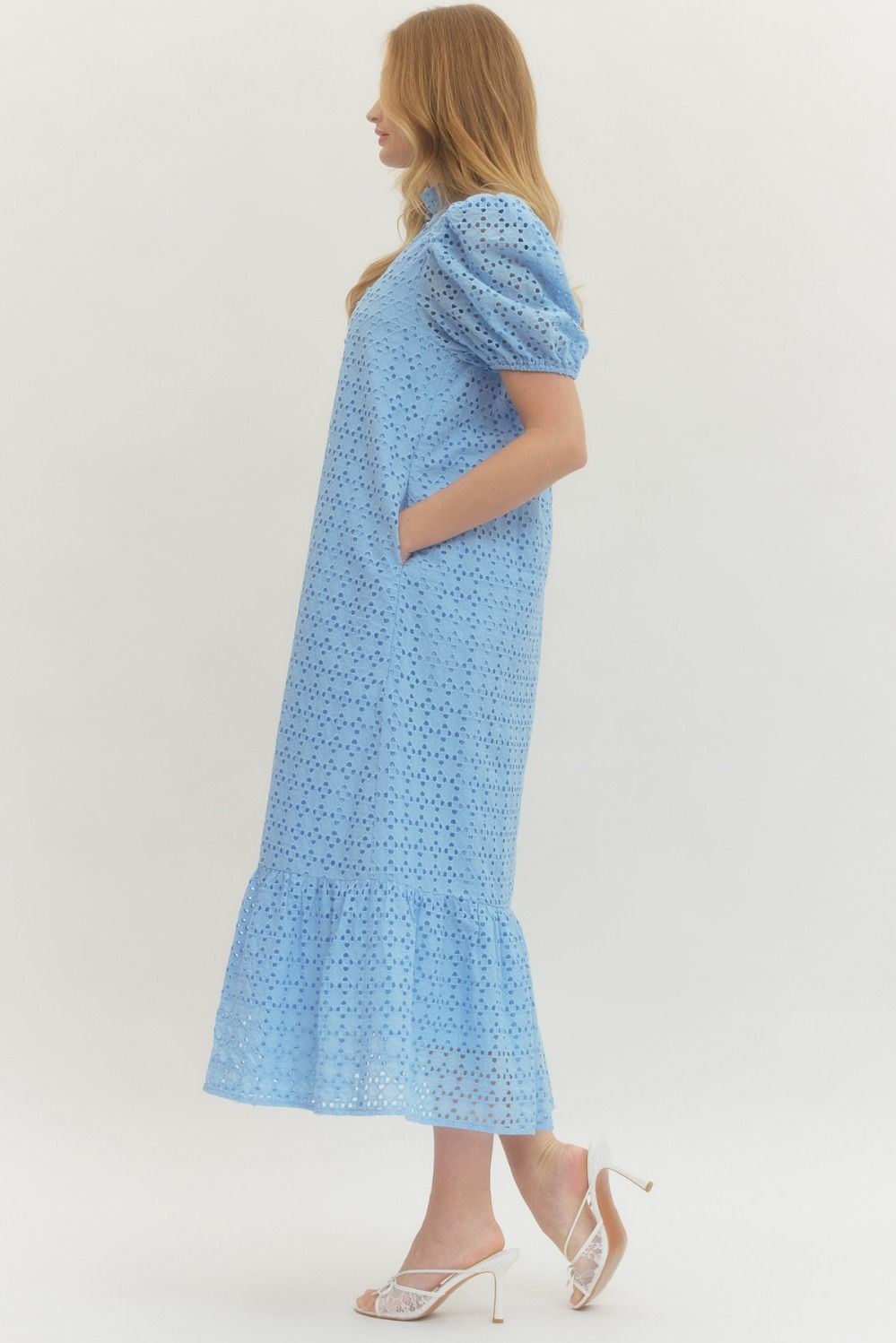 D29377 - Eyelet Midi Dress-06-Dresses/Jumpsuits-Entro-Krista Anne's Boutique, Women's Fashion and Accessories Located in Oklahoma City, OK and Black Mountain, NC