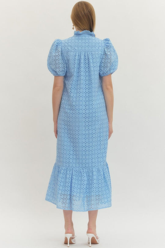 D29377 - Eyelet Midi Dress-06-Dresses/Jumpsuits-Entro-Krista Anne's Boutique, Women's Fashion and Accessories Located in Oklahoma City, OK and Black Mountain, NC