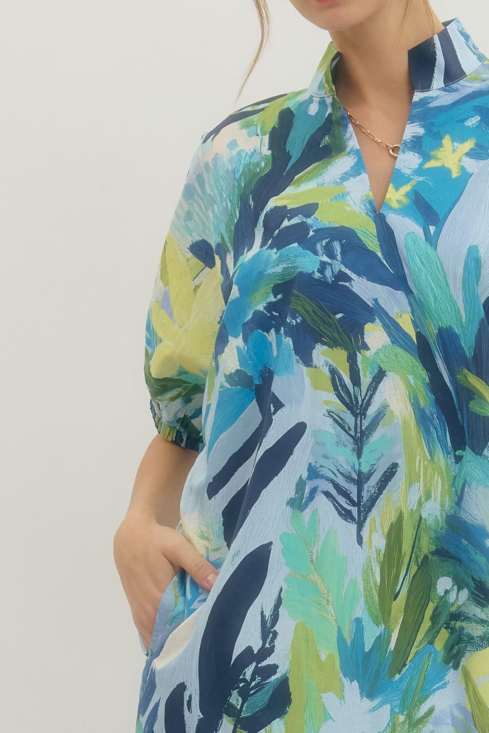 D29378 - Palm Print Midi Dress-06-Dresses/Jumpsuits-Entro-Krista Anne's Boutique, Women's Fashion and Accessories Located in Oklahoma City, OK and Black Mountain, NC