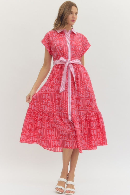 D29488 - Bandana Print Dress-06-Dresses/Jumpsuits-Entro-Krista Anne's Boutique, Women's Fashion and Accessories Located in Oklahoma City, OK and Black Mountain, NC