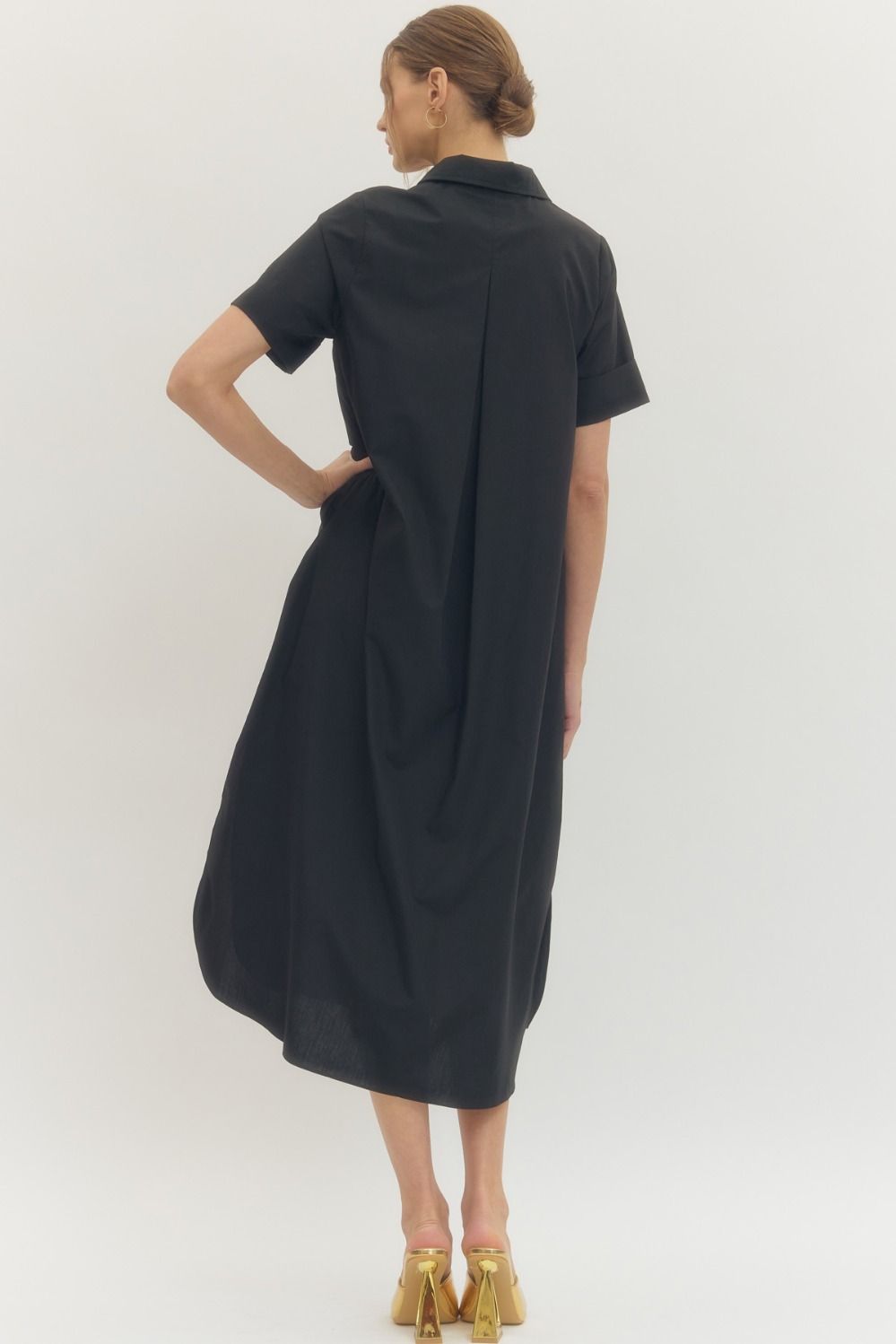 D29516 - Triple Gold Button Dress-06-Dresses/Jumpsuits-Entro-Krista Anne's Boutique, Women's Fashion and Accessories Located in Oklahoma City, OK and Black Mountain, NC