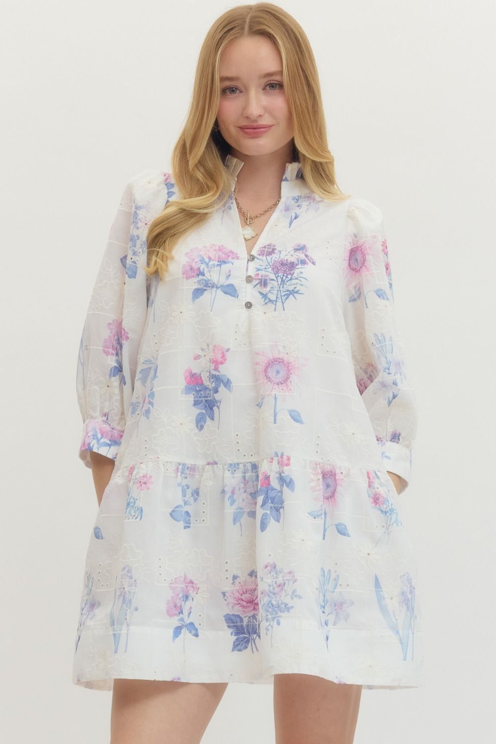 D29538 - Faded Florals Babydoll Dress-06-Dresses/Jumpsuits-Entro-Krista Anne's Boutique, Women's Fashion and Accessories Located in Oklahoma City, OK and Black Mountain, NC