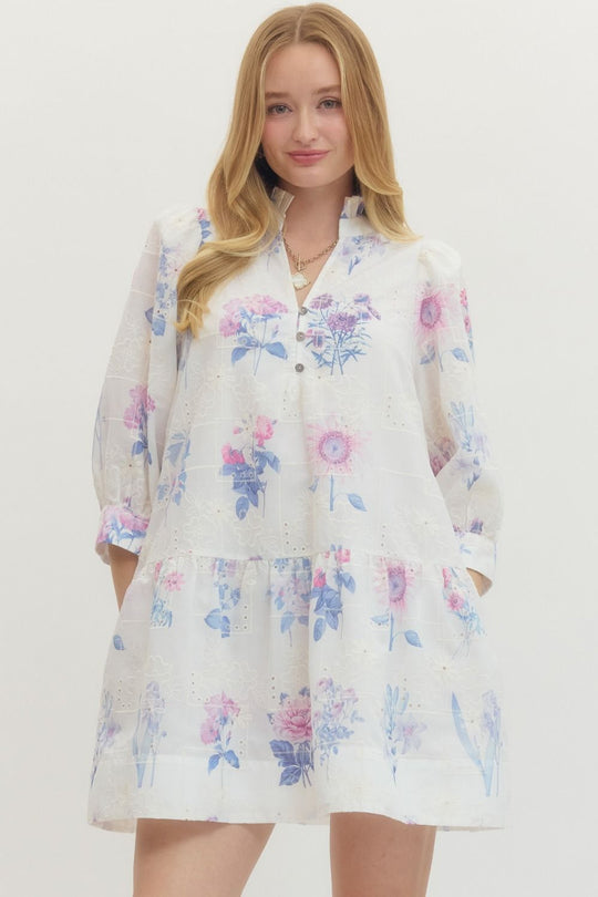 D29538 - Faded Florals Babydoll Dress-06-Dresses/Jumpsuits-Entro-Krista Anne's Boutique, Women's Fashion and Accessories Located in Oklahoma City, OK and Black Mountain, NC