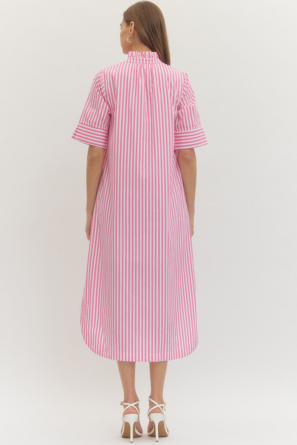 D29560 - Striped Button Front Midi Dress-06-Dresses/Jumpsuits-Entro-Krista Anne's Boutique, Women's Fashion and Accessories Located in Oklahoma City, OK and Black Mountain, NC