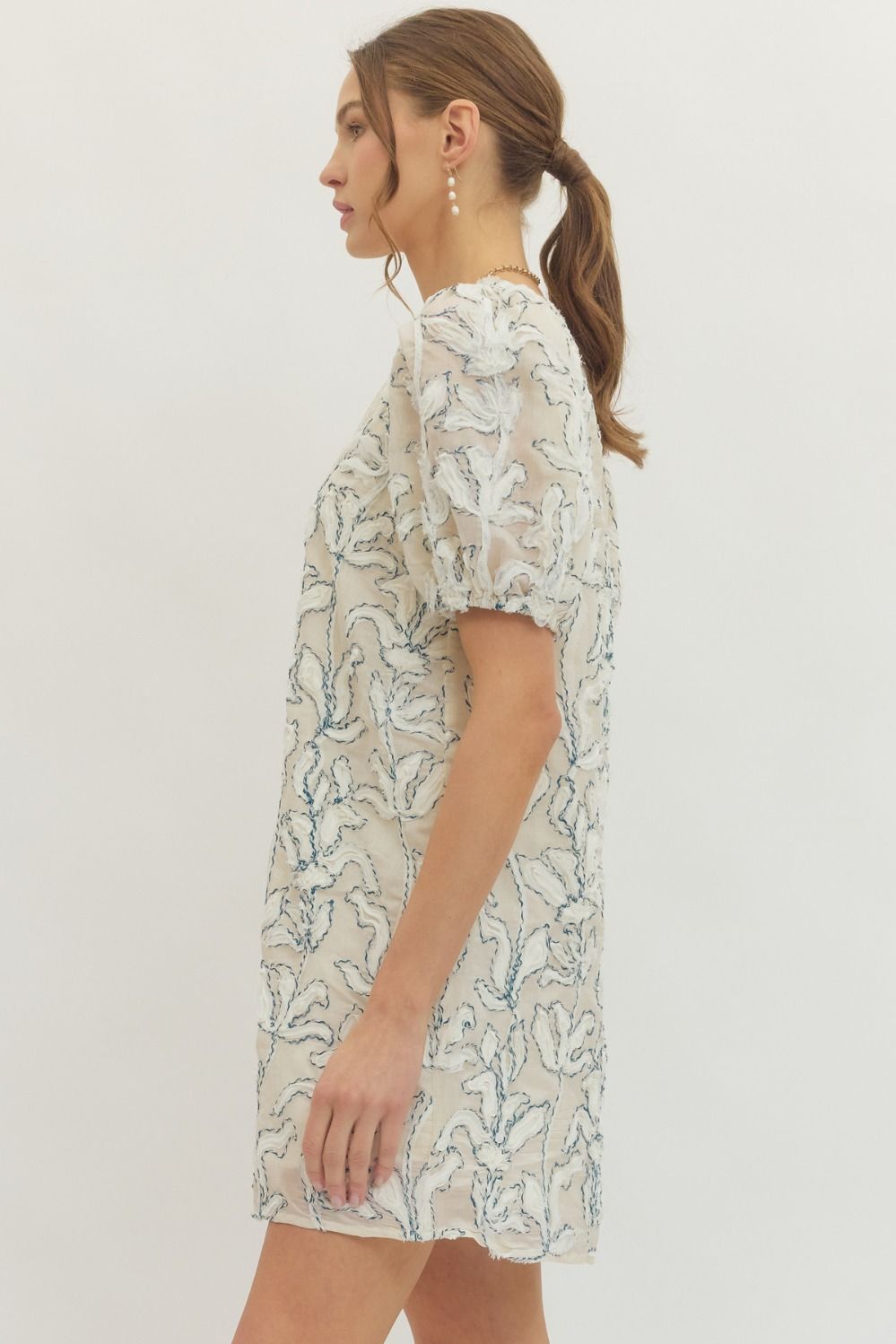 D30017 - Textured Floral Dress-06-Dresses/Jumpsuits-Entro-Krista Anne's Boutique, Women's Fashion and Accessories Located in Oklahoma City, OK and Black Mountain, NC