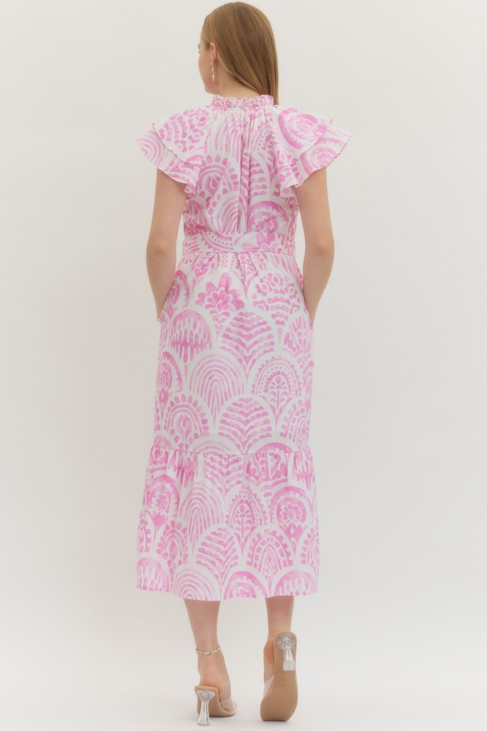 D30078 - Flutter Sleeve Midi Dress-06-Dresses/Jumpsuits-Entro-Krista Anne's Boutique, Women's Fashion and Accessories Located in Oklahoma City, OK and Black Mountain, NC