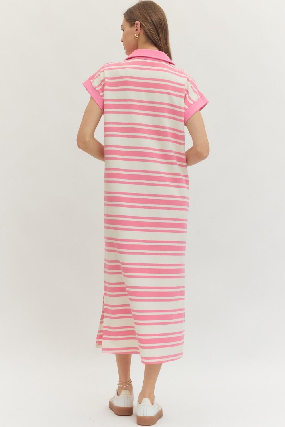 D30284 - Striped Collared Midi Dress-06-Dresses/Jumpsuits-Entro-Krista Anne's Boutique, Women's Fashion and Accessories Located in Oklahoma City, OK and Black Mountain, NC