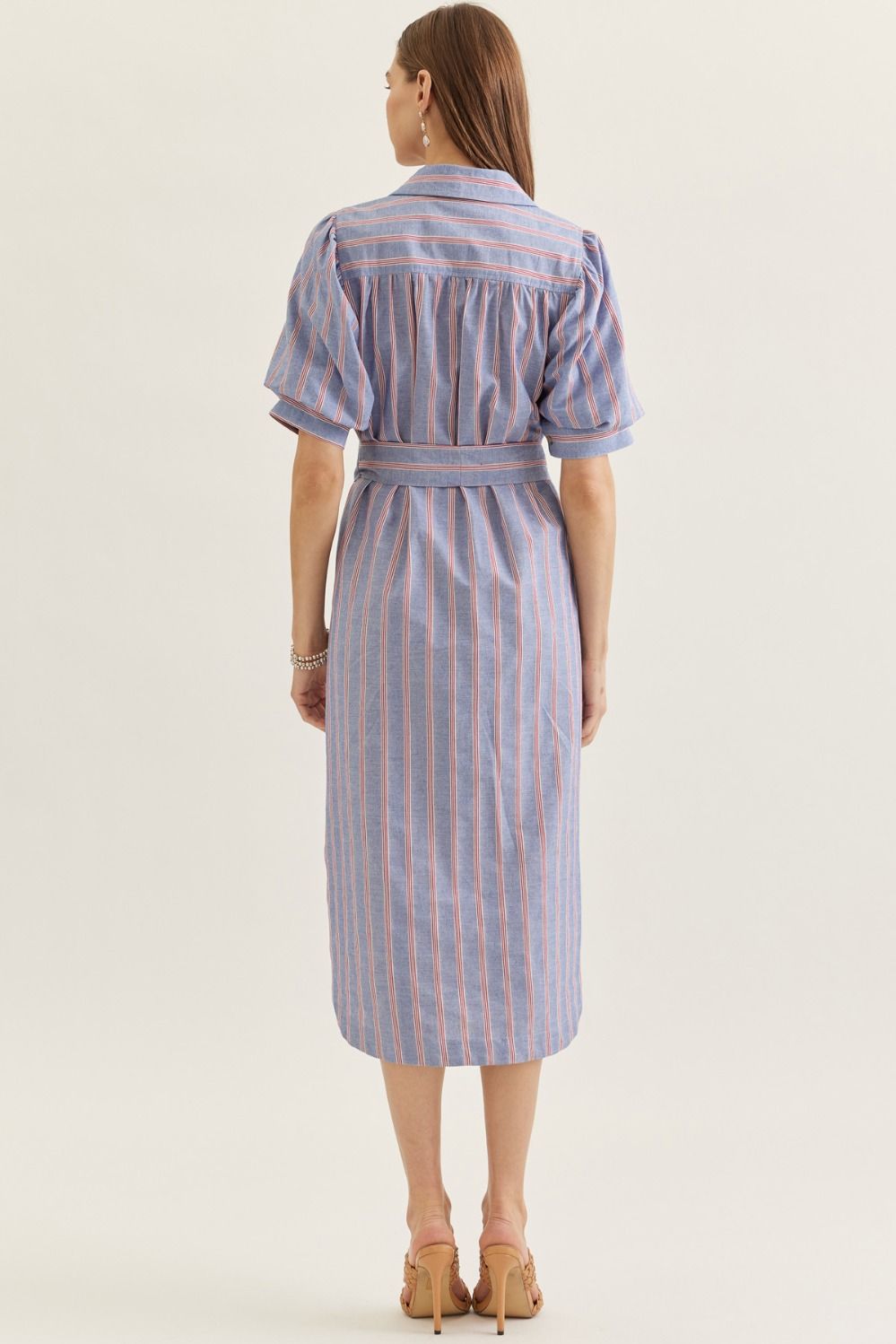 D31436 - Vertical Stripe Belted Midi Dress-06-Dresses/Jumpsuits-Entro-Krista Anne's Boutique, Women's Fashion and Accessories Located in Oklahoma City, OK and Black Mountain, NC