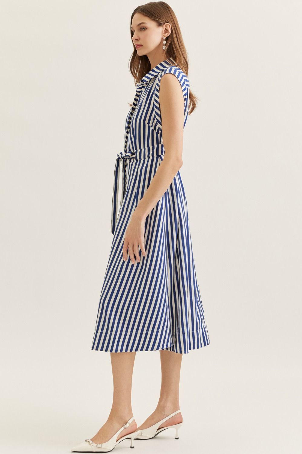 D31446 - Striped Tie Waist Midi Dress-06-Dresses/Jumpsuits-Entro-Krista Anne's Boutique, Women's Fashion and Accessories Located in Oklahoma City, OK and Black Mountain, NC