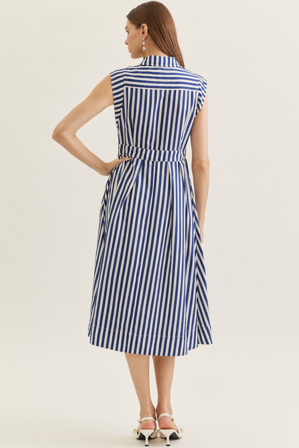 D31446 - Striped Tie Waist Midi Dress-06-Dresses/Jumpsuits-Entro-Krista Anne's Boutique, Women's Fashion and Accessories Located in Oklahoma City, OK and Black Mountain, NC
