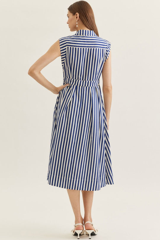 D31446 - Striped Tie Waist Midi Dress-06-Dresses/Jumpsuits-Entro-Krista Anne's Boutique, Women's Fashion and Accessories Located in Oklahoma City, OK and Black Mountain, NC
