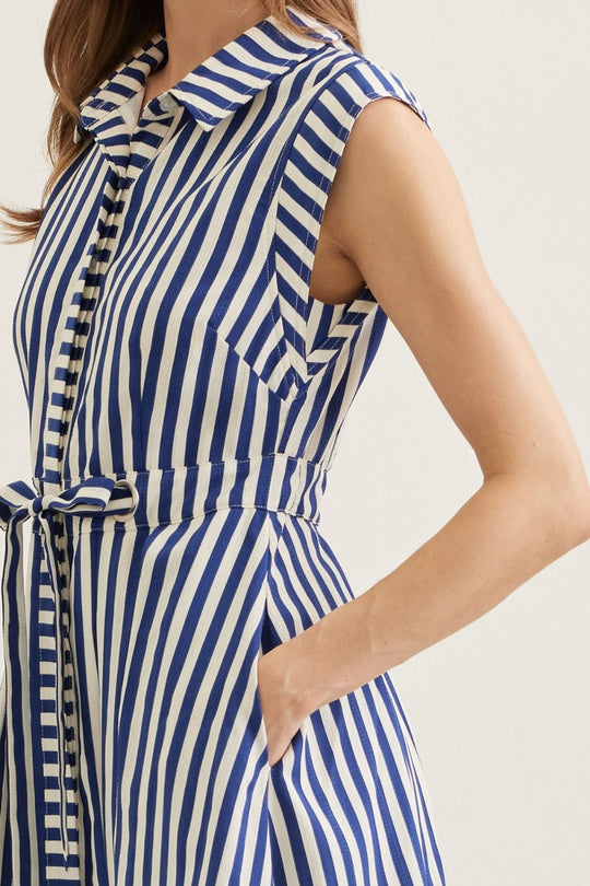 D31446 - Striped Tie Waist Midi Dress-06-Dresses/Jumpsuits-Entro-Krista Anne's Boutique, Women's Fashion and Accessories Located in Oklahoma City, OK and Black Mountain, NC
