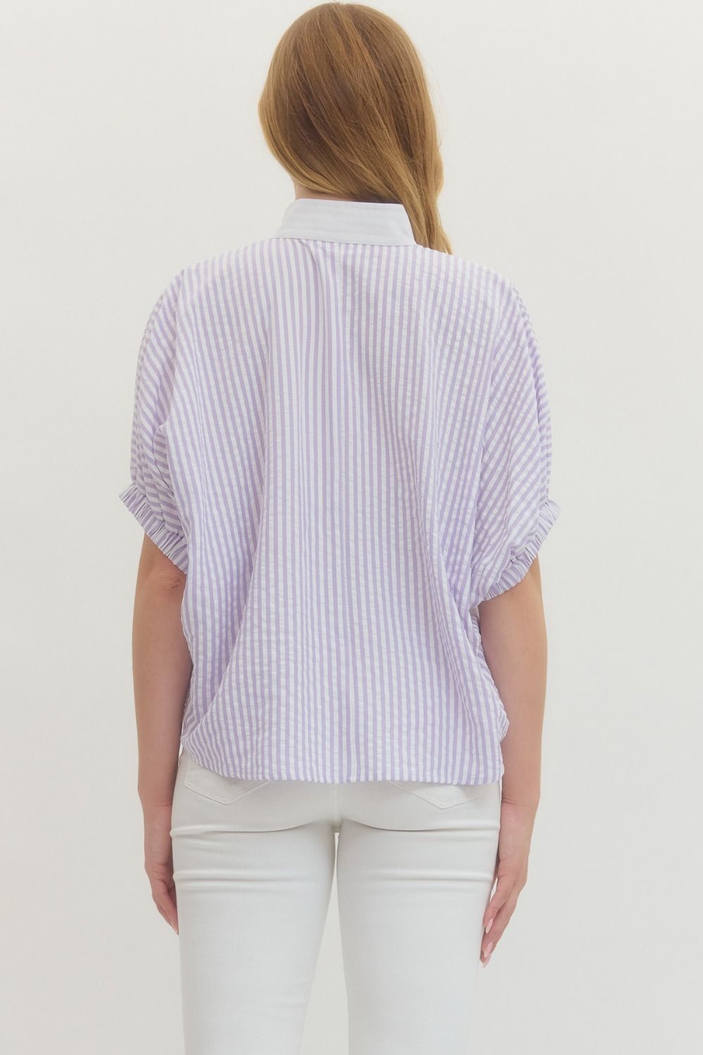 T27620 - Striped Drop Shoulder Blouse-03-Tees/Tanks-Entro-Krista Anne's Boutique, Women's Fashion and Accessories Located in Oklahoma City, OK and Black Mountain, NC
