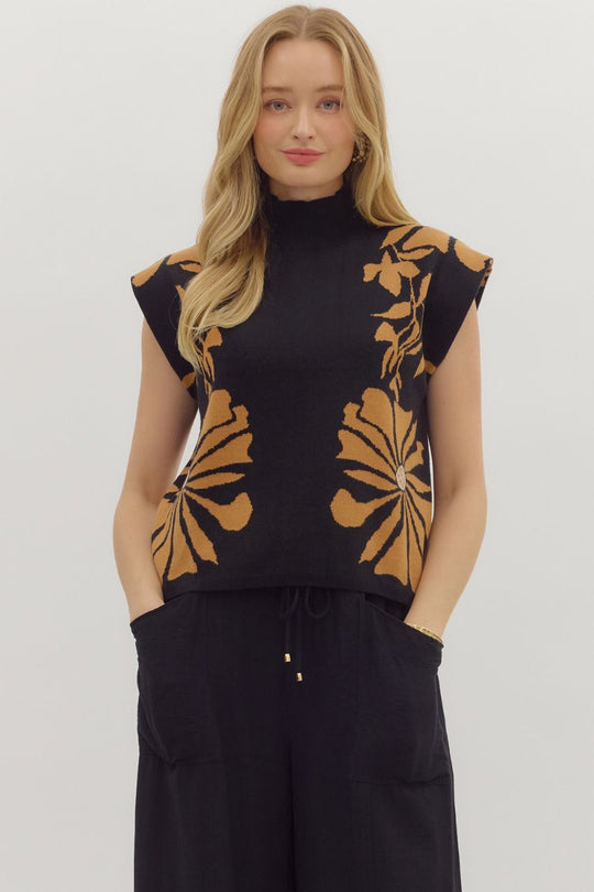 T27692P - Sleeveless Mock Neck Sweater-05-Sweaters-Aslan Rose-Krista Anne's Boutique, Women's Fashion and Accessories Located in Oklahoma City, OK and Black Mountain, NC