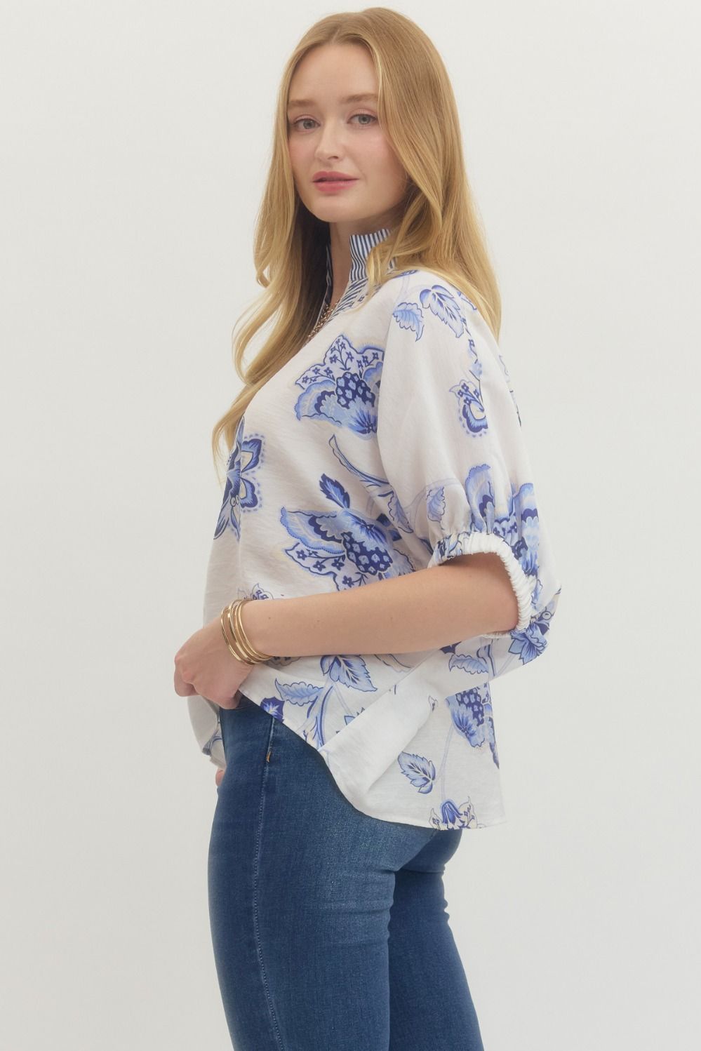 T28132 - Floral Dolman Sleeve Blouse-02-Tops/Blouses-Entro-Krista Anne's Boutique, Women's Fashion and Accessories Located in Oklahoma City, OK and Black Mountain, NC