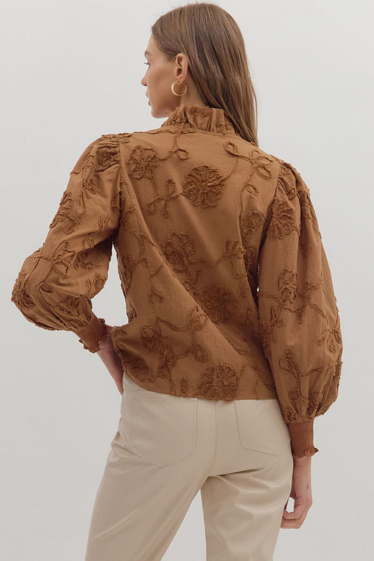 T28816 - Textured Puff Sleeve Blouse-02-Tops/Blouses-Aslan Rose-Krista Anne's Boutique, Women's Fashion and Accessories Located in Oklahoma City, OK and Black Mountain, NC