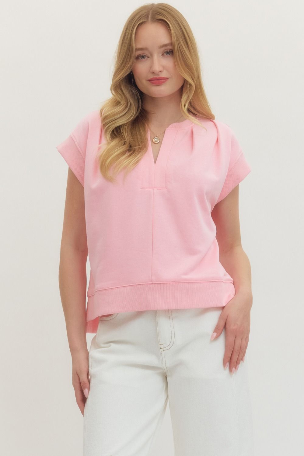 T29608 - Pleated Detail Tee-03-Tees/Tanks-Entro-Krista Anne's Boutique, Women's Fashion and Accessories Located in Oklahoma City, OK and Black Mountain, NC