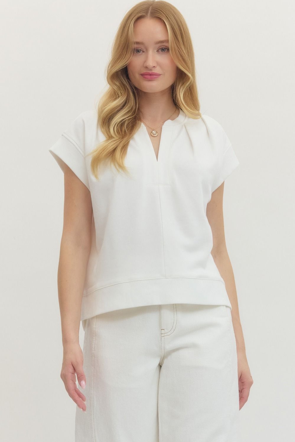 T29608 - Pleated Detail Tee-03-Tees/Tanks-Entro-Krista Anne's Boutique, Women's Fashion and Accessories Located in Oklahoma City, OK and Black Mountain, NC