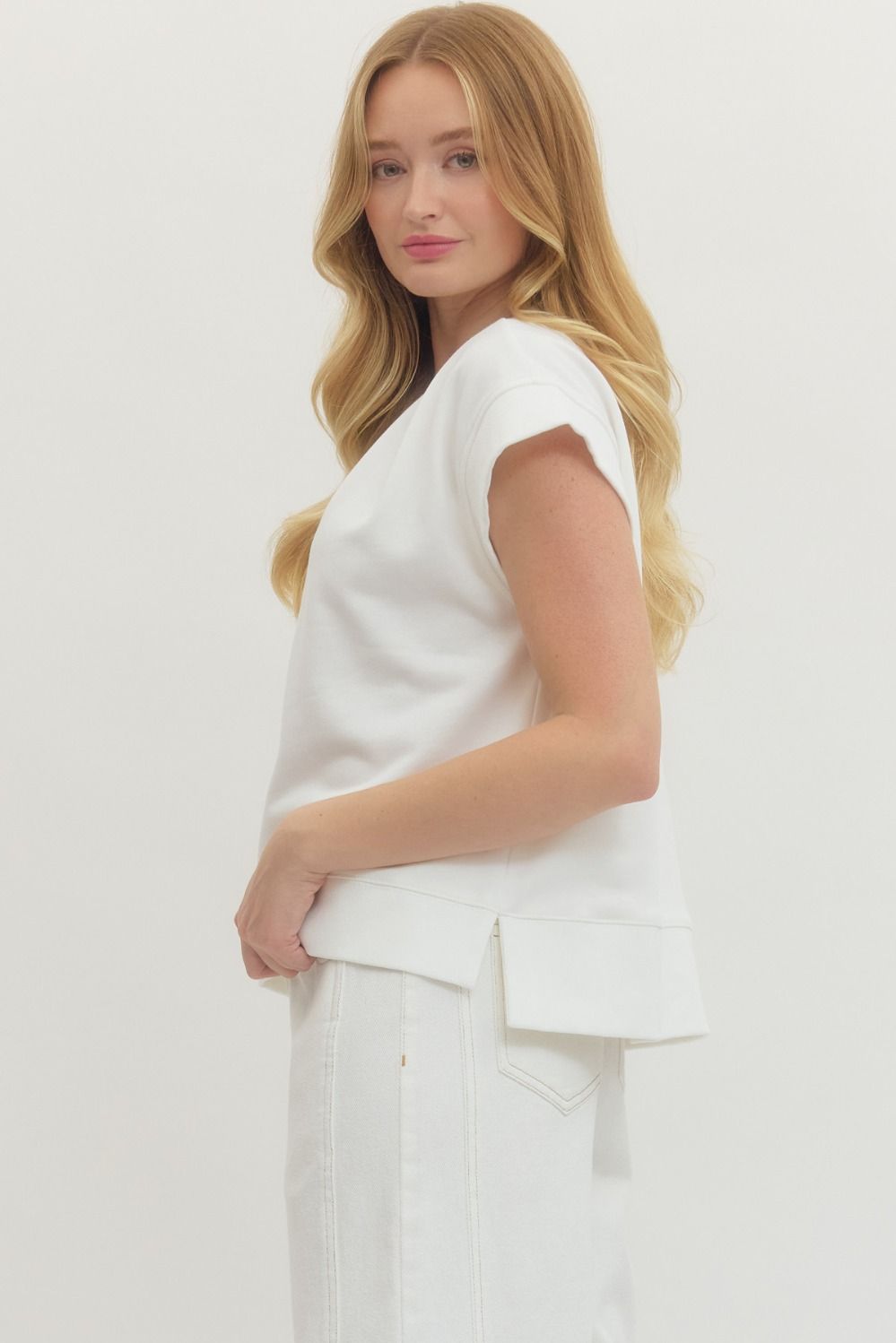 T29608 - Pleated Detail Tee-03-Tees/Tanks-Entro-Krista Anne's Boutique, Women's Fashion and Accessories Located in Oklahoma City, OK and Black Mountain, NC