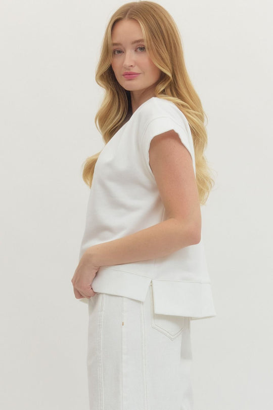 T29608 - Pleated Detail Tee-03-Tees/Tanks-Entro-Krista Anne's Boutique, Women's Fashion and Accessories Located in Oklahoma City, OK and Black Mountain, NC