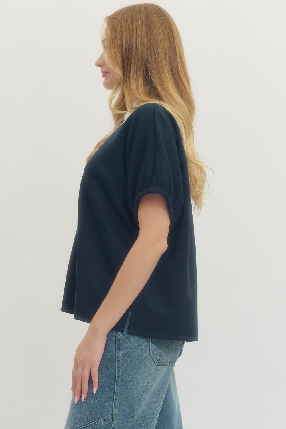 T29735 - Drop Shoulder Contrast Tee-02-Tops/Blouses-Entro-Krista Anne's Boutique, Women's Fashion and Accessories Located in Oklahoma City, OK and Black Mountain, NC