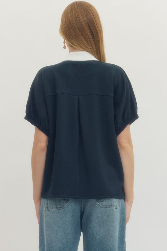 T29735 - Drop Shoulder Contrast Tee-02-Tops/Blouses-Entro-Krista Anne's Boutique, Women's Fashion and Accessories Located in Oklahoma City, OK and Black Mountain, NC